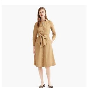 Brand new with tag J. Crew J5358 Honey Brown Tie-Waist Shirt Dress size 14
